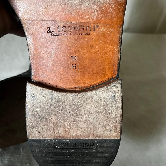 A. Testoni Black Leather Apron Toe Oxford Dress Shoes‎ Sz 10M Italy main image 8